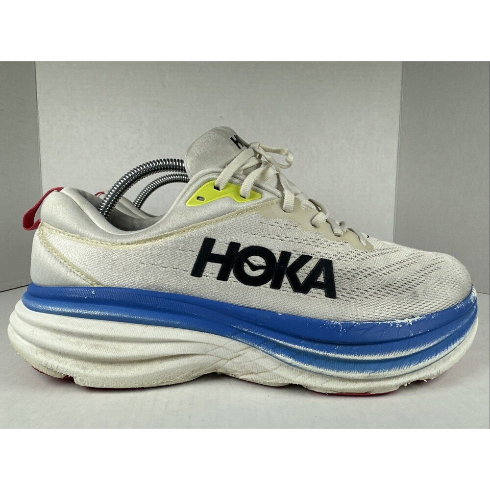 Hoka One One Bondi 8 White Blue Running Shoes Sneakers BVR Men’s Size 10.5 D